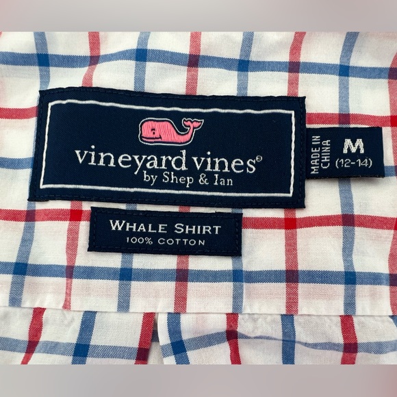 Like New Whale Shirt Button Down Vineyard Vines 100% Cotton Boys Medium - Picture 5 of 9